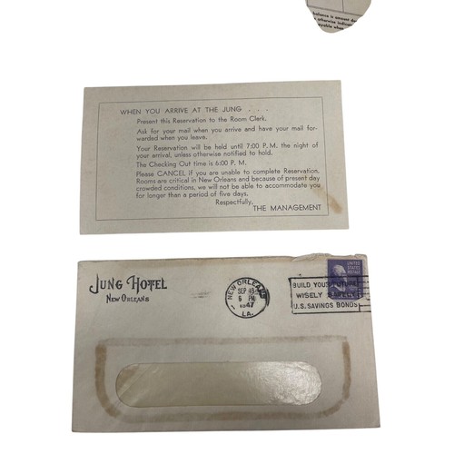 1947 Jung Hotel Reservation and Receipts New Orleans Travel Brochures Collection - Picture 3 of 10