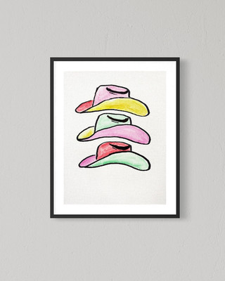 ORIGINAL Art Cowboy Hats 8x10 Abstract Minimalist Western Line Pop Art