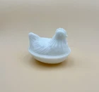 Vintage MCM Hazel Atlas White Milk Glass Chicken Hen on Nest Covered Dish