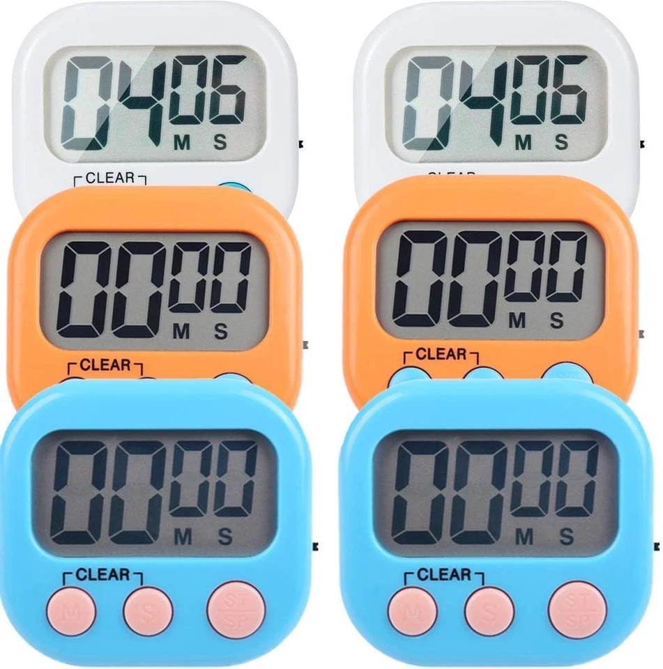 Large Display 6-Pack Digital Kitchen Timers with Magnetic Back – Versatile Use - Image 3 of 4