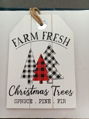 Menards Large 20x14 Wooden Holiday Sign ''Farm Fresh Christmas Trees''