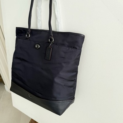 バッグ COACH shoulder tote bag nylon leather NWT Coach Nylon Leather Large Shoulder Tote Bag Midnight 59073