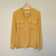 LOFT Golden Yellow Blouse Womens Medium 