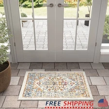 Distressed Medallion Area Rug Stain Resistant Kid Pet Friendly Indoor Scatter US