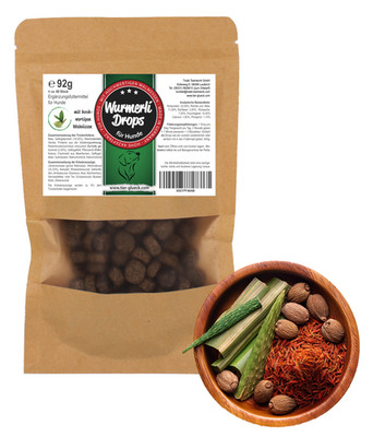 Wurmerli Drops Hund   Natürliche Kräuter-Leckerlis, 92g Hundesnack Made in DE