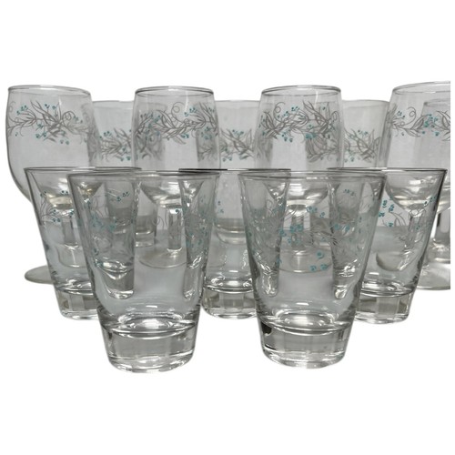 Lotto 13 bicchieri da vino vintage Celeste MCM anni 60 turchese argento trasparente - Foto 2 di 8