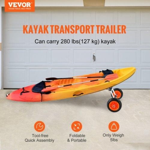 Cart 280lbs Load Capacity Detachable Canoe Trolley Cart