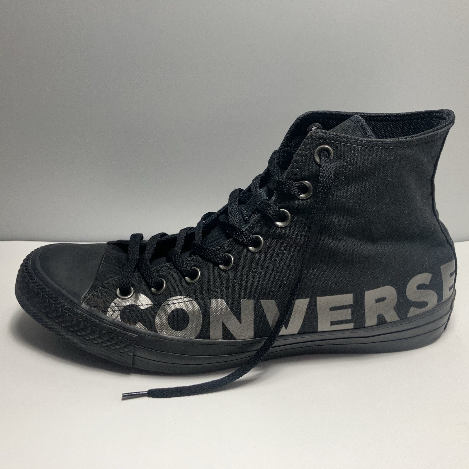 Black Converse Chuck Taylor Size 11M 13W All Star gunmetal Wordmark 2.0 Sneakers thumbnail 12