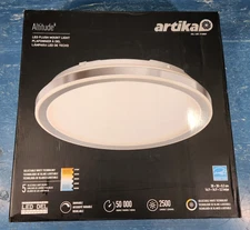 Artika Altitude LED Flush Mount 15" Light 5CCT Black Colors OPEN BOX