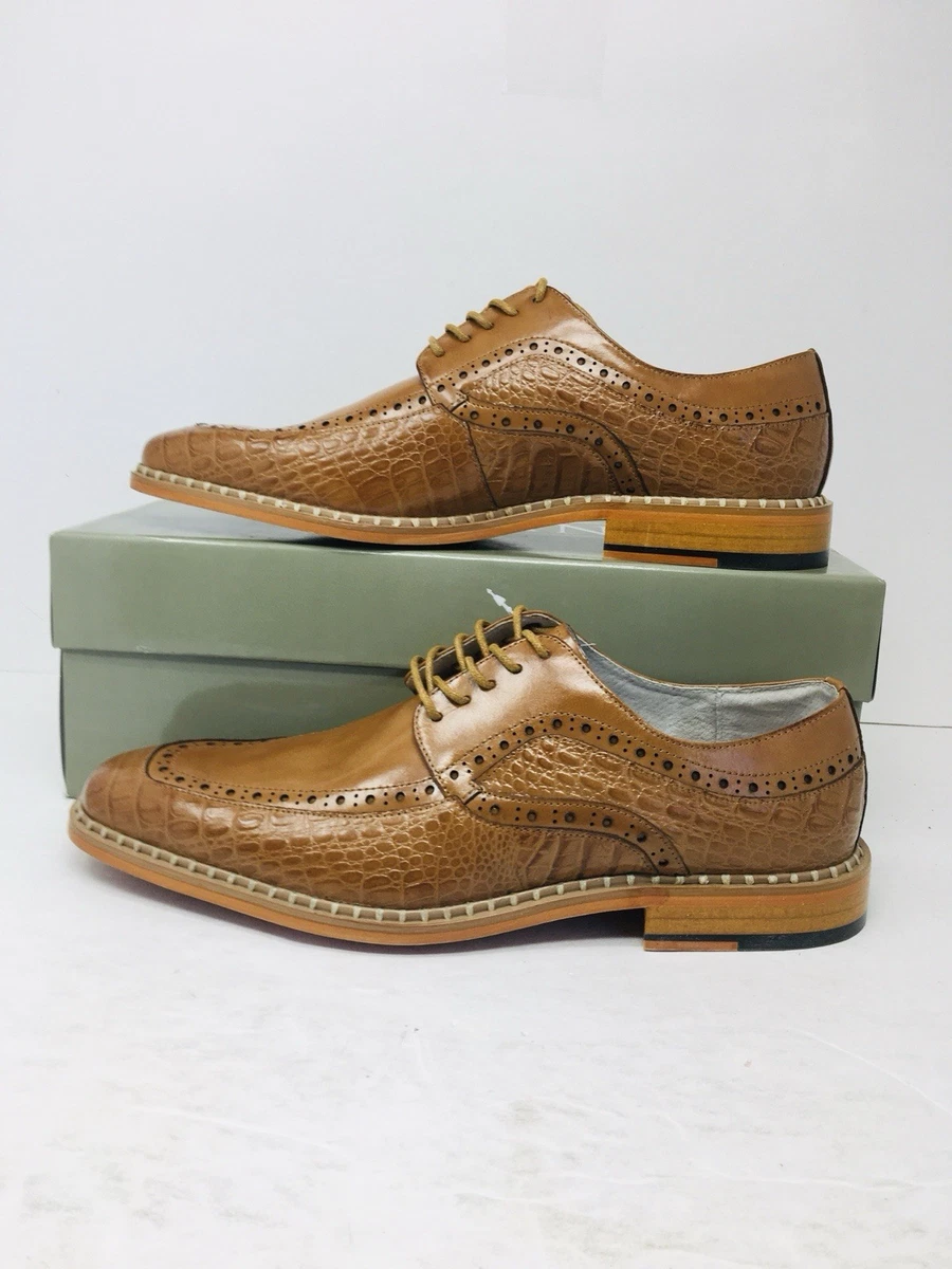 Giovanni Men\'s 10 Brown Leather Square Toe Faux Croc‎ Derby Dress Shoes Giovanni Men main image 3
