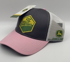 John Deere ETC Dealerships Pink Gray White Mesh Trucker Hat Cap NWT