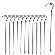 12Pack Aluminum Tent Stakes Pegs w/ Hook Garden Stakes Camping Pegs for Pitching