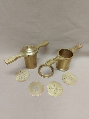 Vintage Brass Sev Sancha Machine with 4 Different Jali For Kitchen Use.