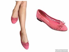 Ivanka Trump Lissa Cut Out Ballet Flat Medium Pink Suede Bow Women's 8 NEW