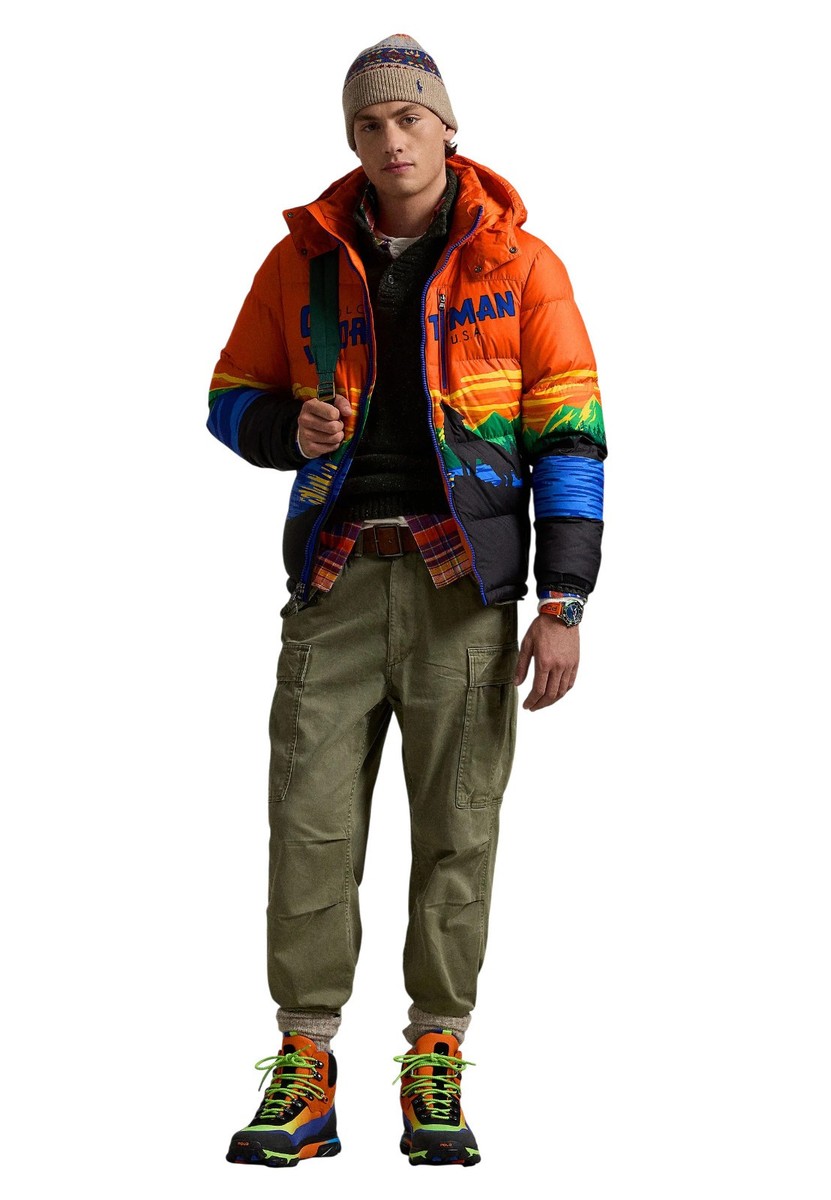 Polo Ralph Lauren Orange Gorham Polo Sportsman 650 Down Puffer
