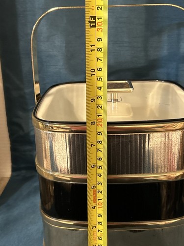 Vintage 1970’s Culvers Gold & Black Square Ice Bucket w Lid, Barware - Picture 7 of 7