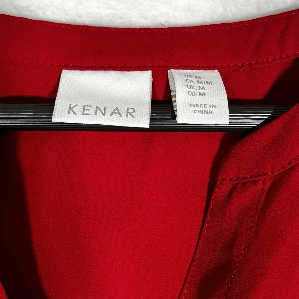 Kenar женщин карьера блузка стиль рубашка Sz M красный без рукавов бизнес бак опрятный - Изображение 3 из 4