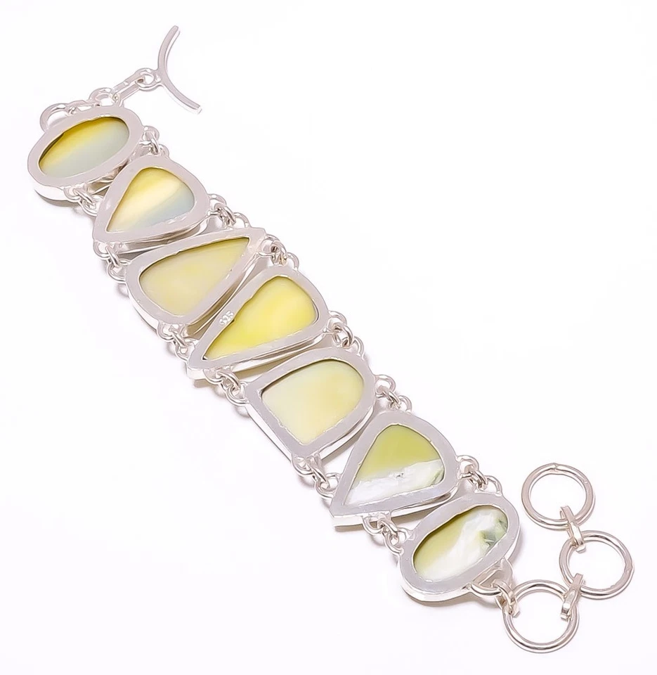 Brazalete Joyería Piedras Preciosas Serpentinas Naturales Chapado en Plata 7.99" A322 Foto 3 de 4