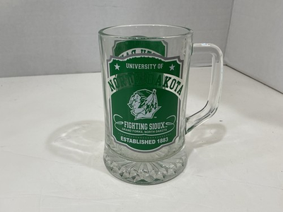 #ad University Of North Dakota Fighting Sioux Large Glass Mug Stein 6” $29.99