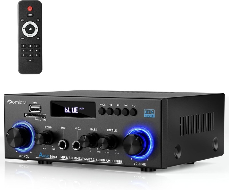 800W Bluetooth Amplifier 2 Channel HiFi Stereo Audio Amp USB FM Remote