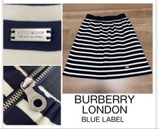 Gonna BURBERRY Blue Label M blu navy bianca a righe svasata design confortevole