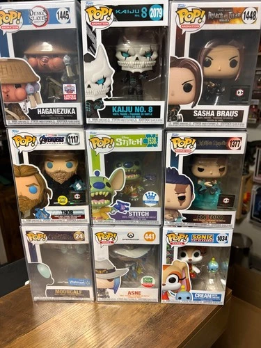 Brand new lot of funko pops, demon slayer, jujutsu, aot, sonic, kaiju 8