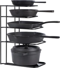 Toplife Heavy Duty Pan Organizer, 5 Tier 10.5"(L) x 7.5"(W) x 15.6"(H), Black 