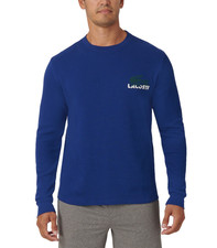 Lacoste Men Large Croc Thermal Waffle Sleep Shirt Navy Size S