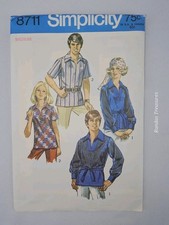 Simplicity 1971 Men's  Women's Shirt Medium Pattern 8711 Uncut