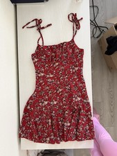 SHEIN Red Floral Tie Strap Mini Dress Women’s XS US 2 Fit & Flare Summer
