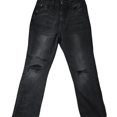 Risen Los Angeles Black Raw Hem Distressed Skinny Jeans Women's Size 3 Waist 26