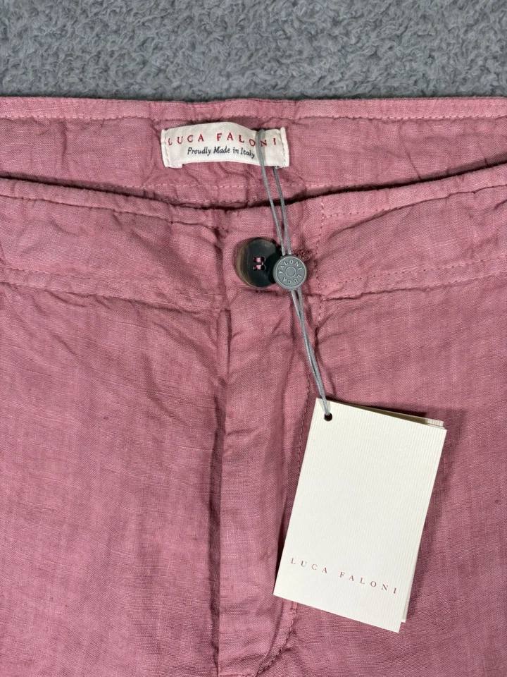 Bermudas de lino Luca Faloni rosa polvoriento hechas en Italia para hombre EE. UU./Reino Unido talla 28/UE 44 Foto 2 de 4