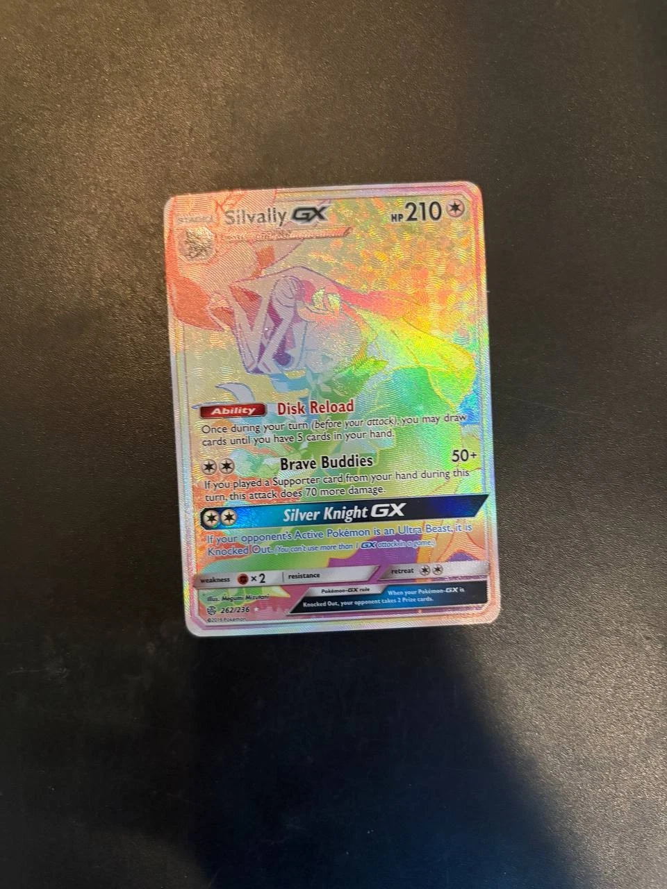 Pokemon Card Silvally GX 262/236 Cosmic Eclipse Hyper Rare Rainbow Holo NM