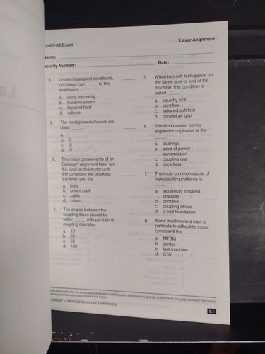 Industrial Maintenance Mechanic Level 4 Test Booklet NCCER Pearson Very Good - 第 12/13 張圖片