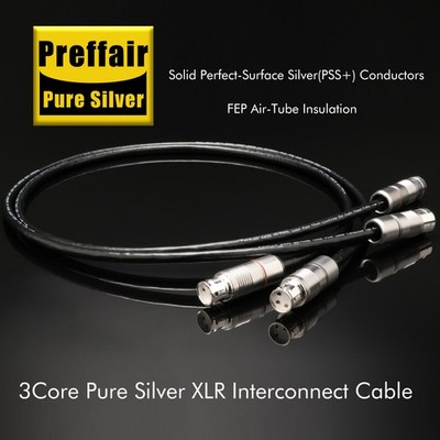 Preffair Pure Silver XLR Balanced Cable Interconnect Solid PSS Pure Silver Core