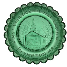 Plympton Massachusetts First Congregational Church VTG Pairpoint Glass Cup Plate