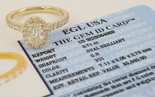 1.26 ct 14K Yellow Gold Oval Cut Diamond Halo Engagement Ring EGL-USA Rtl 5,940