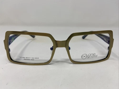 ONE AD INFINITUM EYEGLASSES FRAME 1-AY1002 GOLD 56-17-138 GOLD RC31