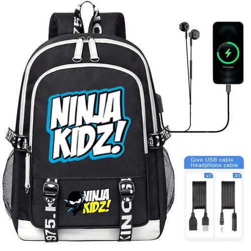 Cartoon Ninja Kidz USB Backpacks Large Capacity school bag Laptop Shoulder Bag - Picture 43 of 55