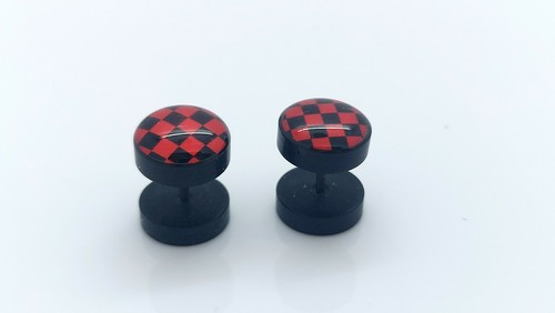 PAIR OF 9MM BLACK UNISEX FAKE EAR PLUGS STAINLESS STEEL LOGO STUD BODY PIERCING - Picture 27 of 31