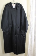 Estate Linda Lundstrom Sz M L Satiny Gray Long Lagenlook Art Coat Jacket Trench