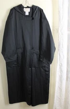 Estate Linda Lundstrom Sz M L Satiny Gray Long Lagenlook Art Coat Jacket Trench