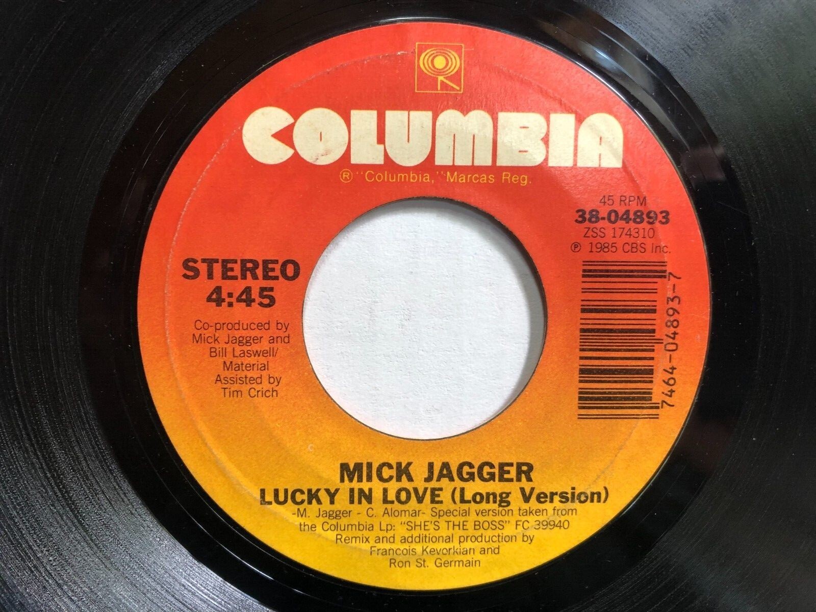 Mick Jagger LUCKY IN LOVE 1985 Columbia 45 rpm single VG+ eBay