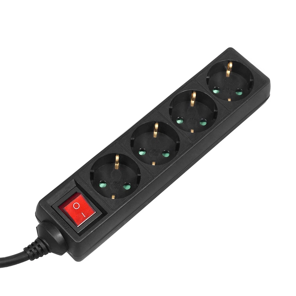 Regleta 4 Enchufes con Interruptor Cable de Extensión 4 Cajones 5 m Tipo Alemán - Imagen 2 de 4