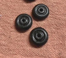 3 black rubber TIRES  5/8" od  HUBLEY P-38 AIRPLANE- see more toy tires in store