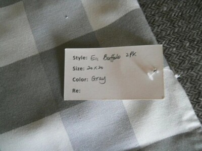 MILLI HOME LARGE GRAY & WHITE LARGE BUFFALO PLAID PILLOW COVER 18'' NEW WITH TAG!