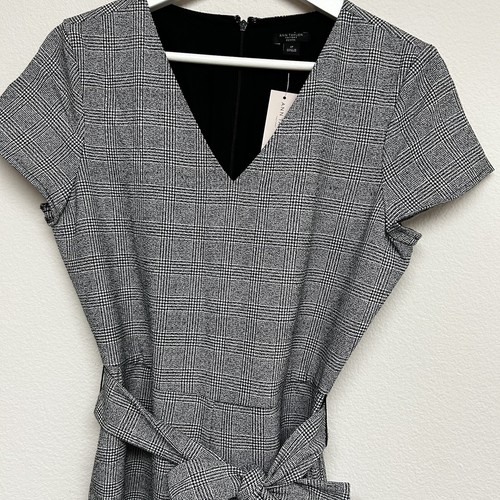 NWT Ann Taylor 6P Jumper Romper Capri Gray Glen Plaid Lined Pocket Zipper - Picture 3 of 11