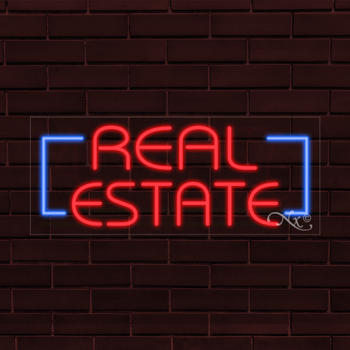 NEW "REAL ESTATE" w/BORDER 30x12x1 INCH LED FLEX WINDOW/WALL INDOOR SIGN 30615 - Picture 1 of 1