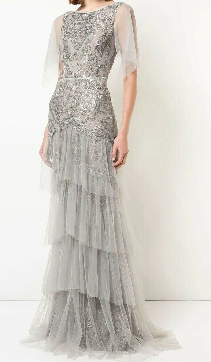 $1195 NEW Marchesa Notte Flutter Sleeve 