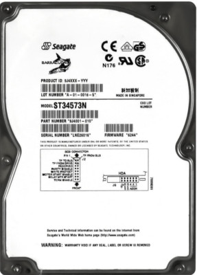 Seagate Barracuda 9LP ST34573N 4.55GB 7200 RPM SCSI 50-Pin 3.5'' Inch